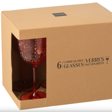 Set 6 Bicchieri da Vino Infrangibili Rossi 414 ml