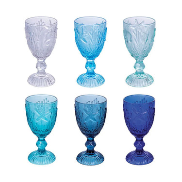 Set 6 Calici 280 ml in Vetro Decoro Marino Pantelleria – Villa D’Este