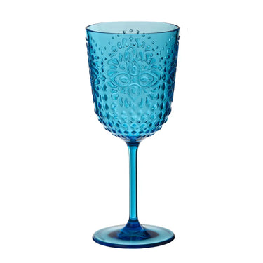 Set 6 Calici da Vino Infrangibili Colore Azzurro Decorato 414 ml