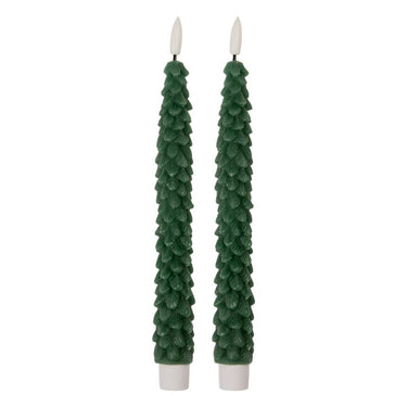 Candele decorative LED ad albero verdi in cera per centrotavola natalizio