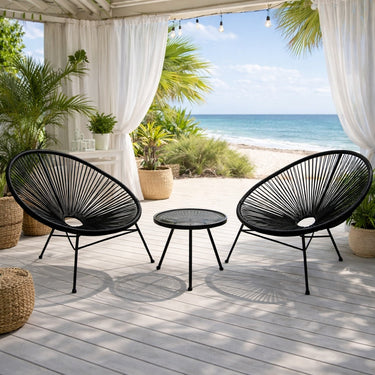Set giardino Breeze con 2 poltrone in acciaio antracite e intreccio a corde per esterno