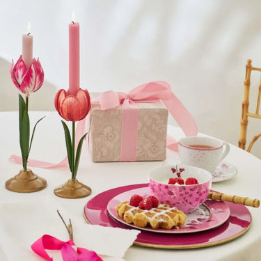 Set 2 Portacandela Fiore Tulipano Rosa in Metallo – Pip Studio