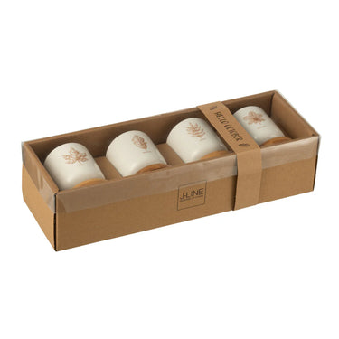 Set 4 Tazzine da Caffè con Piattino in Bambù Foglie
