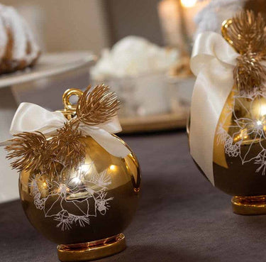Palla di Natale Decorativa da Appoggio colore Oro Ø 12 cm - Viron.it
