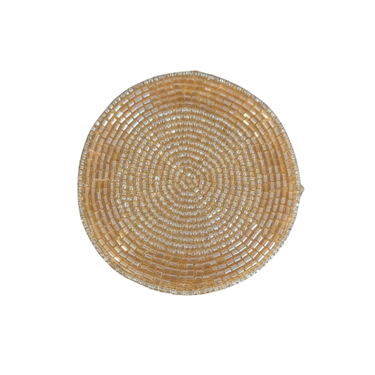 Set 6 Sottobicchieri Ø10 cm in Cotone e Perline in Bronzo - Viron