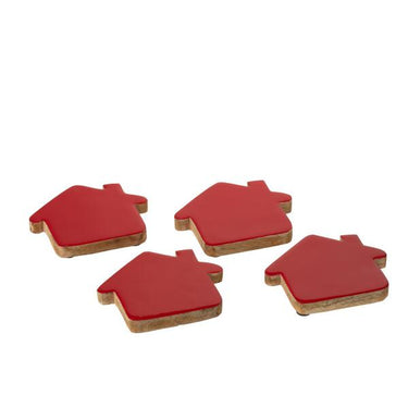 Set sottobicchieri design natalizio in legno con finitura smaltata rossa
