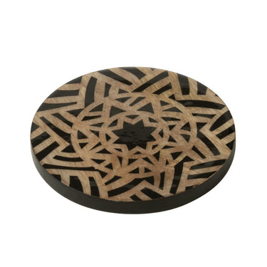 Set 4 Sottobicchieri in Legno di Mango Colore Nero/Naturale