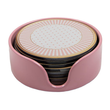 Set Sottobicchieri beige Ø10 cm con Supporto 8 pezzi