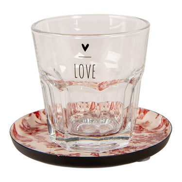 Sottobicchieri in metallo decorati floreali rossi – Set da 2 Ø11 cm