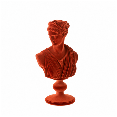 Statuetta busto greco moderno in resina rossa effetto opaco