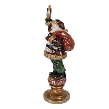 Babbo Natale decorativo con orologio e dettagli rossi verdi e oro
