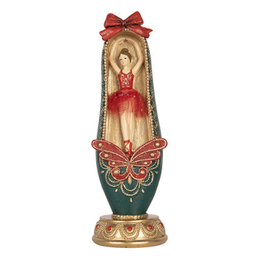 Ballerina decorativa di Natale con fiocco rosso e farfalla