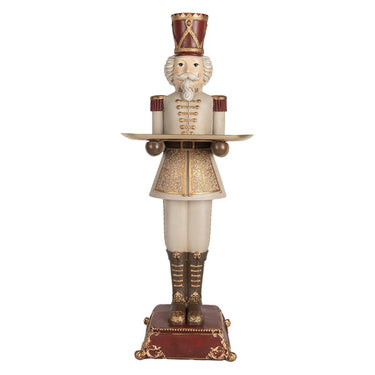 Statuetta schiaccianoci decorativa con vassoio in stile natalizio elegante