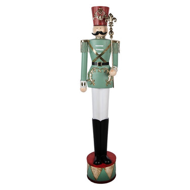 Decorazione natalizia schiaccianoci verde e oro alta 151 cm, ideale per ingressi e allestimenti di Natale in una raffinata casa addobbata.