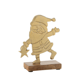 Statuetta Natalizia Decorativa di Babbo Natale in Metallo Dorato Small