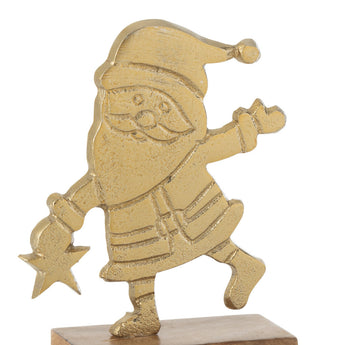 Statuetta Natalizia Decorativa di Babbo Natale in Metallo Dorato Small