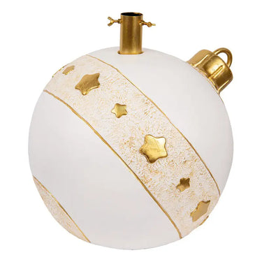 Base Albero di Natale Sfera con Stelle Ø38x40h cm Bianco e Oro