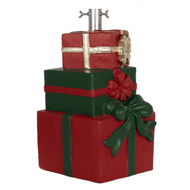Base Albero di Natale 3 Pacchi Regalo 28x26x48h cm Rosso e Verde