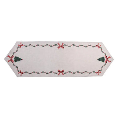 Runner con Decori Natalizi 50x160 cm in Cotone Beige