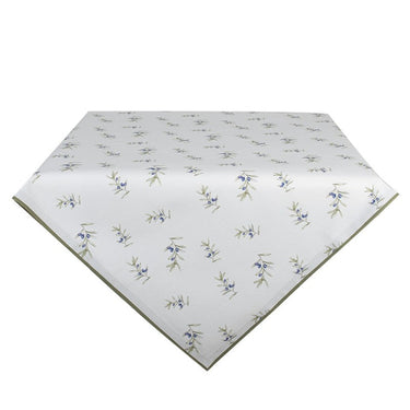 Tovaglia Rettangolare 12 Posti in Cotone Bianco con Rami Ulivo 150x250 cm - Olives