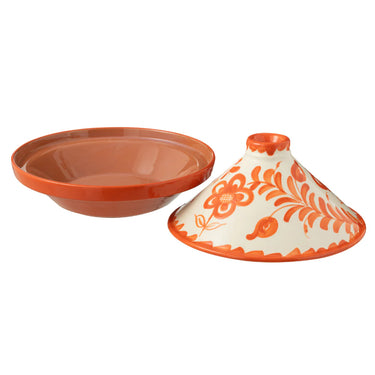 Tajine in Ceramica Colore Bianco e Arancione Granada h 28 cm