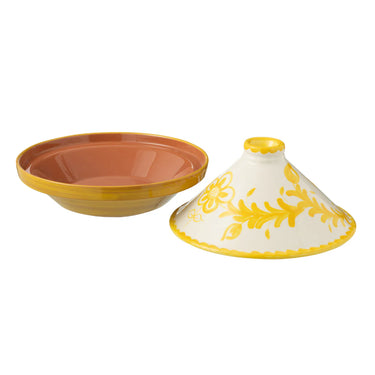 Tajine in Ceramica Colore Bianco e Giallo Granada h 28 cm