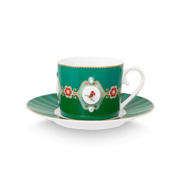 Tazza da Tè con Piattino in Porcellana Verde 200 ml Love Birds – Pip Studio