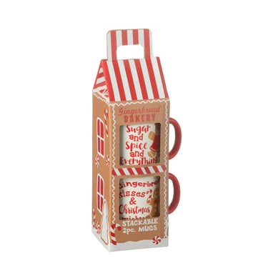 Set 2 Tazze Natalizie in Ceramica Impilabili - Gingerbread