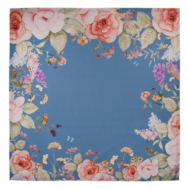 Tovaglia Quadrata 100x100 cm in Cotone Colore Blu Motivo Floreale