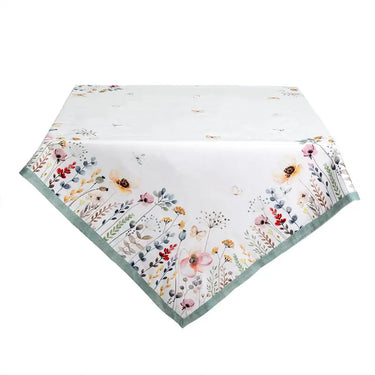 Tovaglia Rettangolare in Cotone Bianco Fantasia Floreale 150x250 cm - Spring