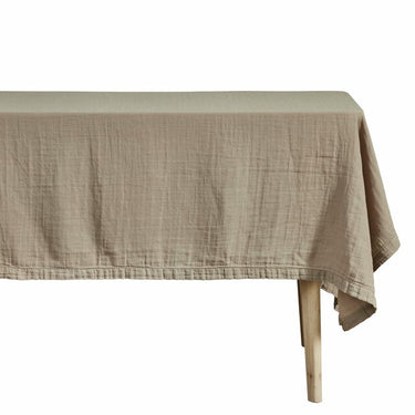 Tovaglia tinta unita beige effetto lino per tavola da pranzo