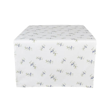 Tovaglia Rettangolare da Tavolo in Cotone Bianco Rami d’Ulivo 50x140 cm - Olives