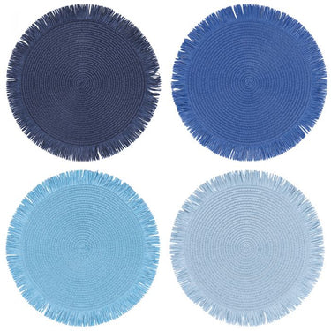 Set 4 Tovagliette Tonda con Frange Shades of Ocean – Villa D’Este