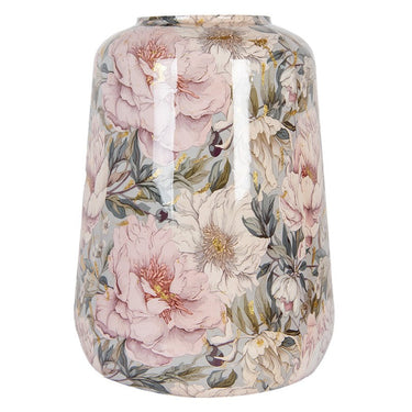 Vaso grande decorativo con stampa floreale rosa