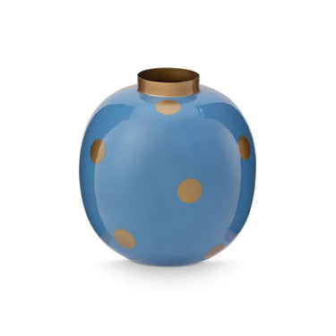 Vaso h 23 cm in Alluminio Celeste con Pois Oro Dot Delight - Pip Studio