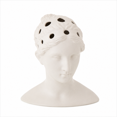 Statua vaso bianca stile classico con fori decorativi per fiori secchi o freschi