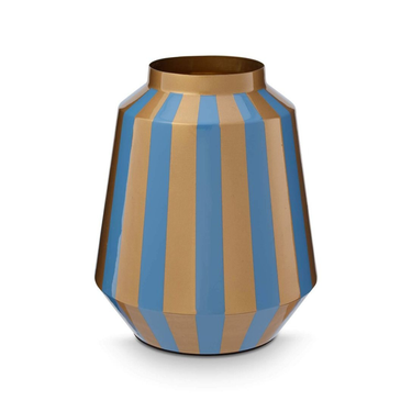 Vaso in Alluminio h 29 cm Righe Verticali Celeste e Oro Dot Delight - Pip Studio