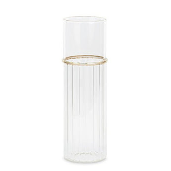 Vaso Decorativo Centrotavola in Vetro Trasparente con Anello Colore Oro h 32 cm