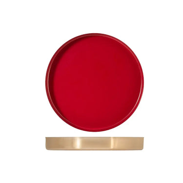 Vassoio Rotondo 35 cm in Acciaio Inox Colore Rosso e Oro