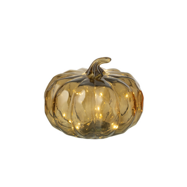 Zucca led in Vetro Verde Oliva Ø20x14,5h - Couleurs D'Automne