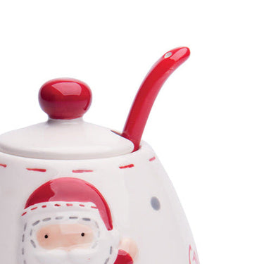 Zuccheriera Natalizia in Ceramica Dipinta a Mano - Santa Claus Excelsa