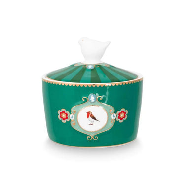 Zuccheriera 300 ml in Porcellana Verde a Righe Verticali Love Birds - Pip Studio